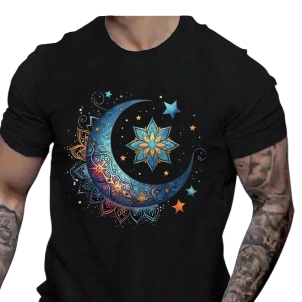Black Graphic Moon and Star T-Shirt - Picture 7 of 7